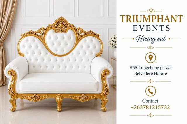 Royal couch, white and gold, available to hire